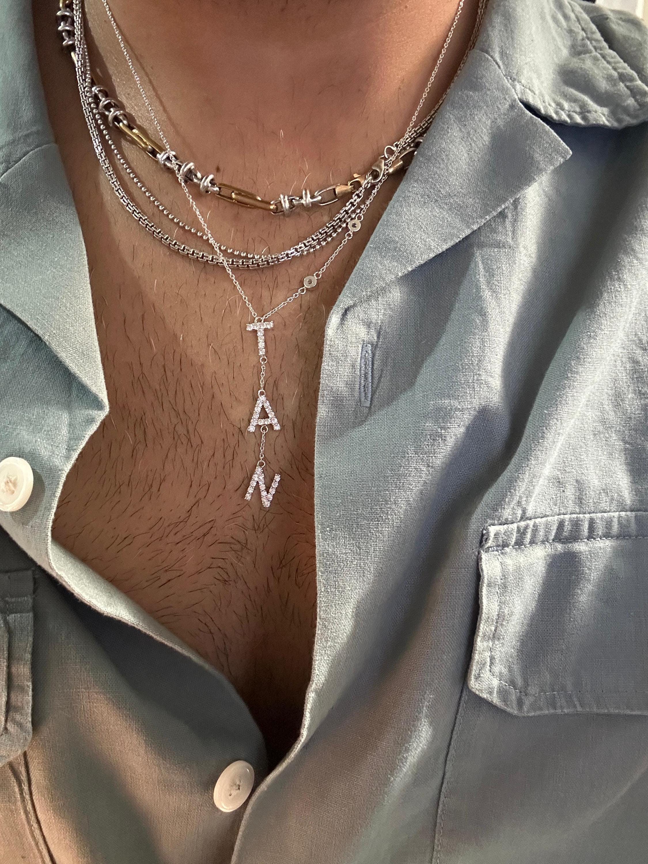Personalized Moissanite Name Necklace | 925 Sterling Silver Custom Initials Pendant