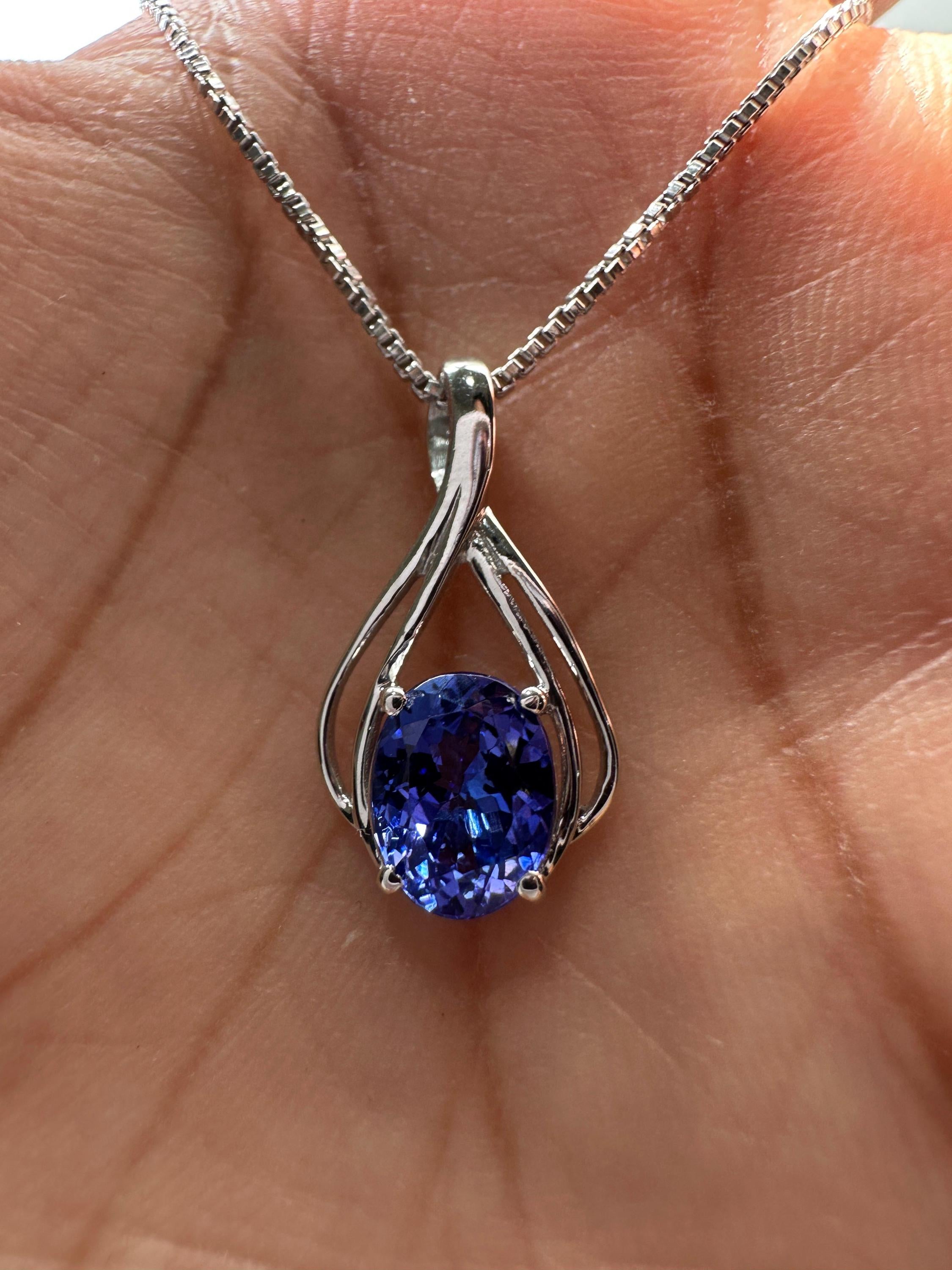 14K White Gold Tanzanite Infinity Pendant Necklace – December Birthstone Jewelry