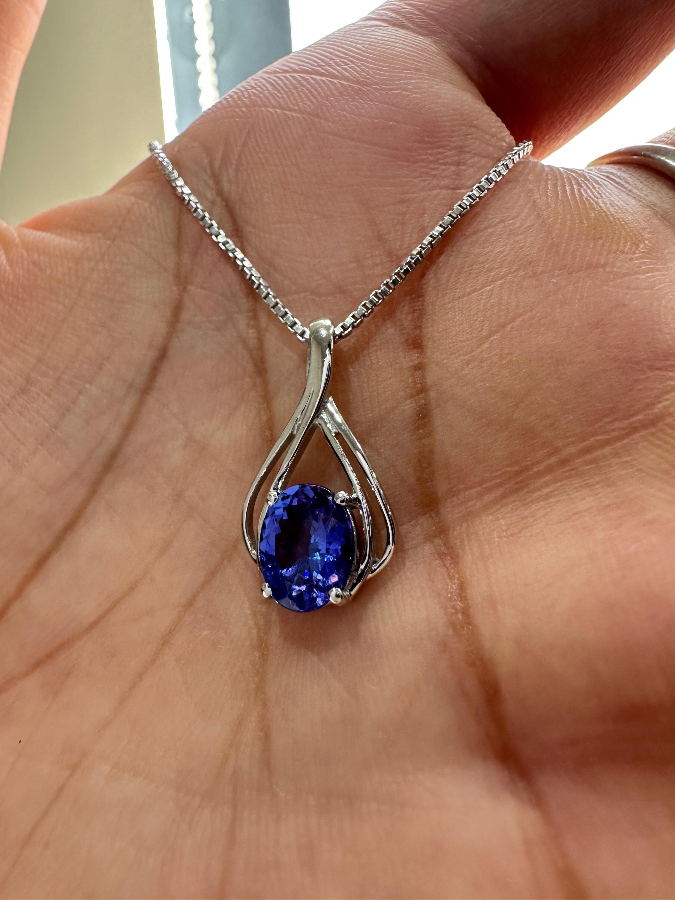 14K White Gold Tanzanite Infinity Pendant Necklace – December Birthstone Jewelry
