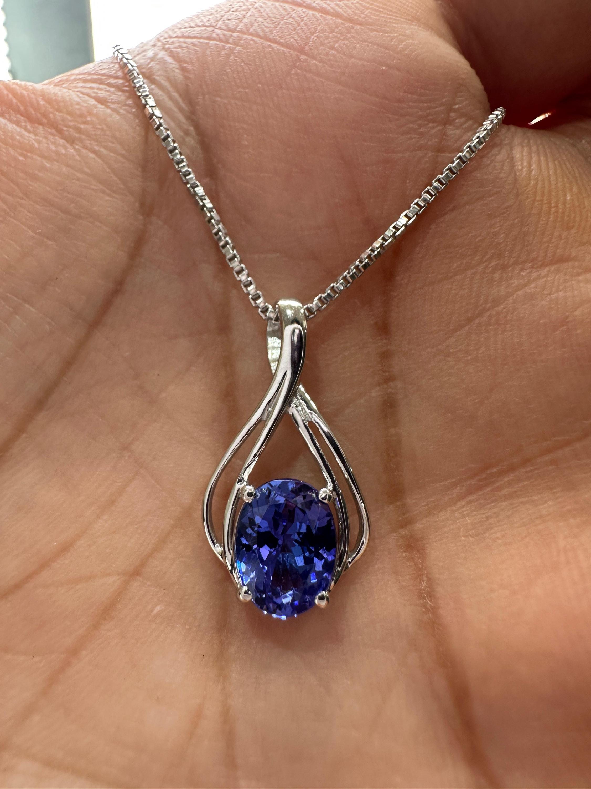 14K White Gold Tanzanite Infinity Pendant Necklace – December Birthstone Jewelry