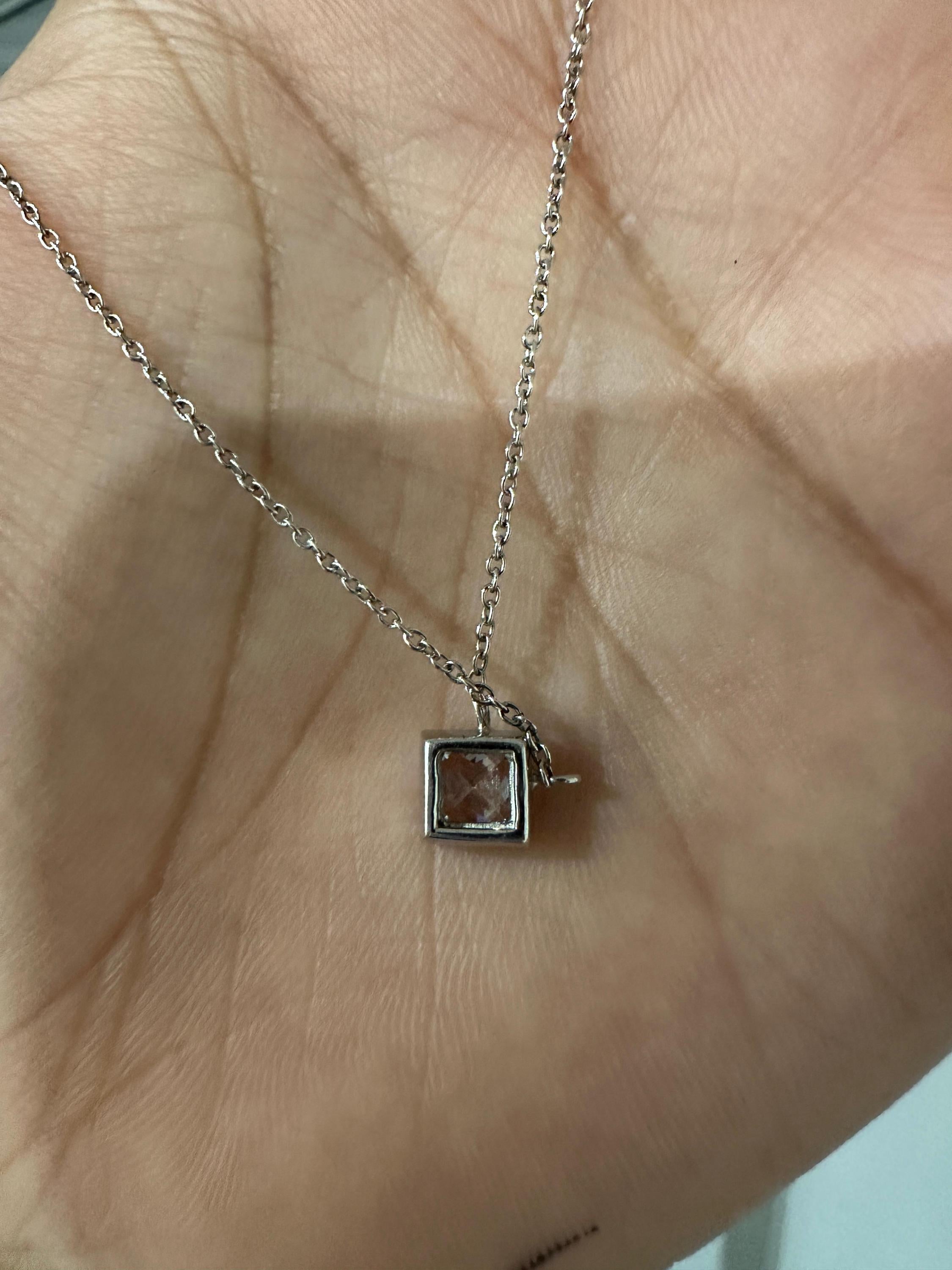 Princess Cut Moissanite Kite Pendant Necklace | 925 Sterling Silver Solitaire Bezel Set