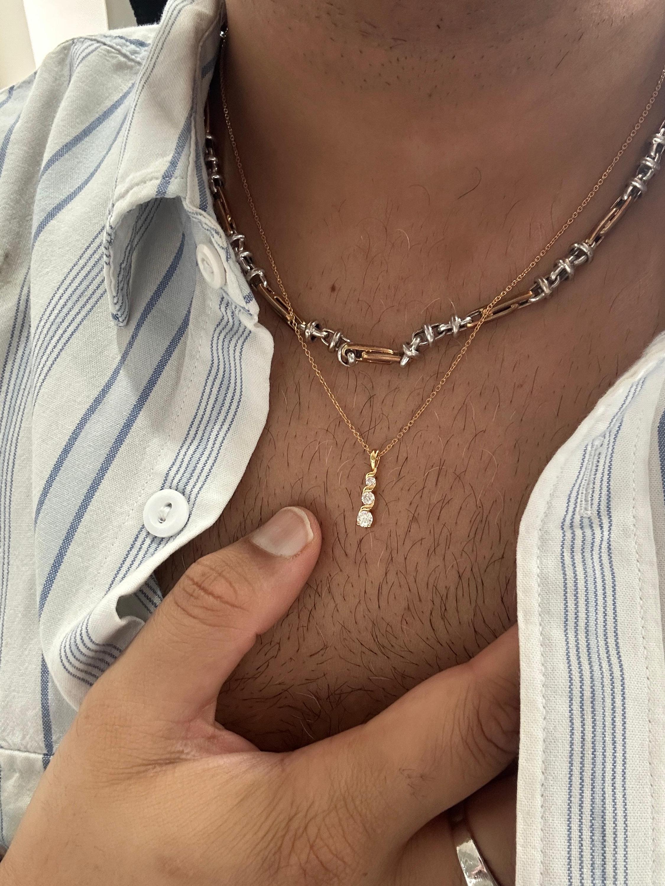 Unique 14k Gold Diamond Pendant | Floating Diamond Necklace, Anniversary Gift for her