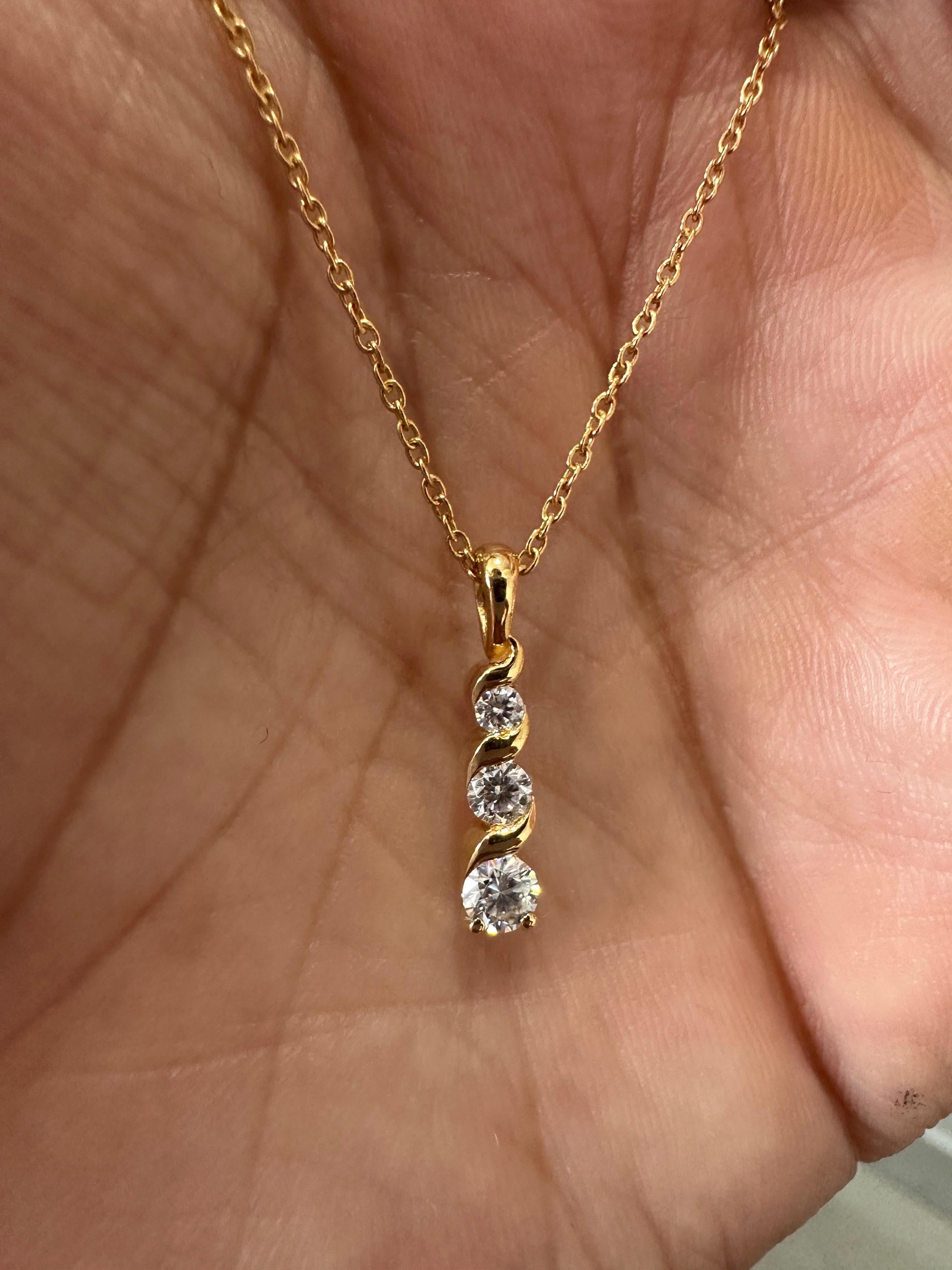 Unique 14k Gold Diamond Pendant | Floating Diamond Necklace, Anniversary Gift for her