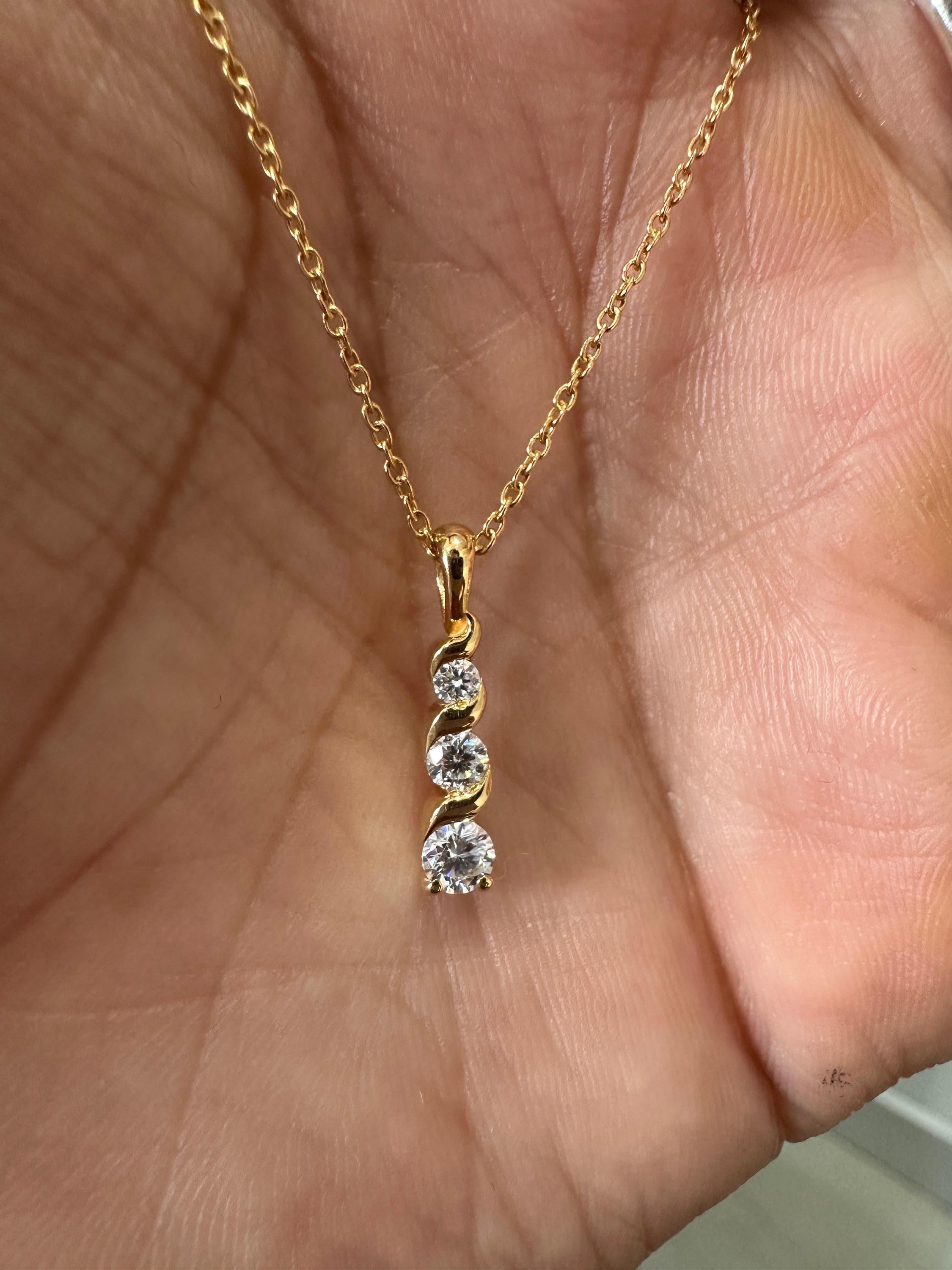 Unique 14k Gold Diamond Pendant | Floating Diamond Necklace, Anniversary Gift for her