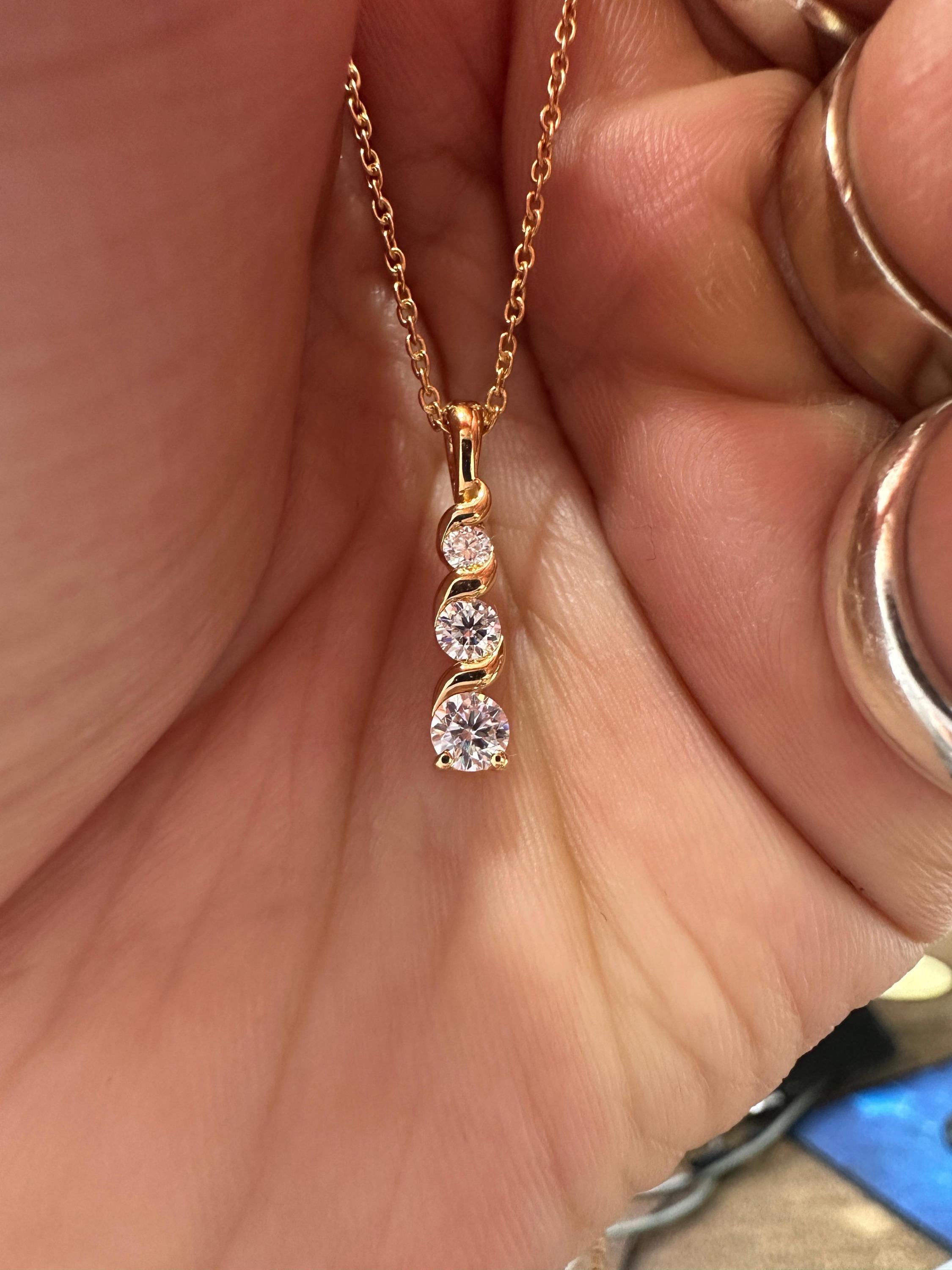 Unique 14k Gold Diamond Pendant | Floating Diamond Necklace, Anniversary Gift for her