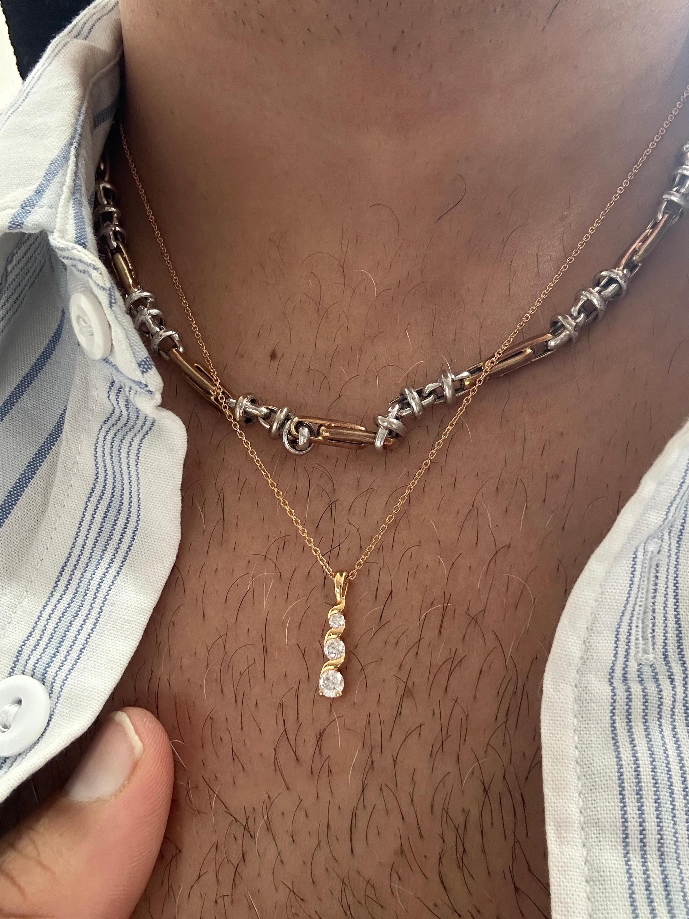 Unique 14k Gold Diamond Pendant | Floating Diamond Necklace, Anniversary Gift for her