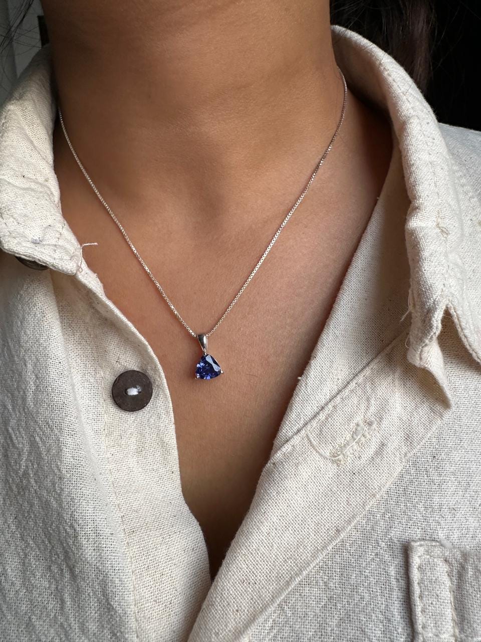 Rare Tanzanite Pendant Necklace for Gift, 14K White Gold, 1.25 CT Blue Gemstone Jewelry