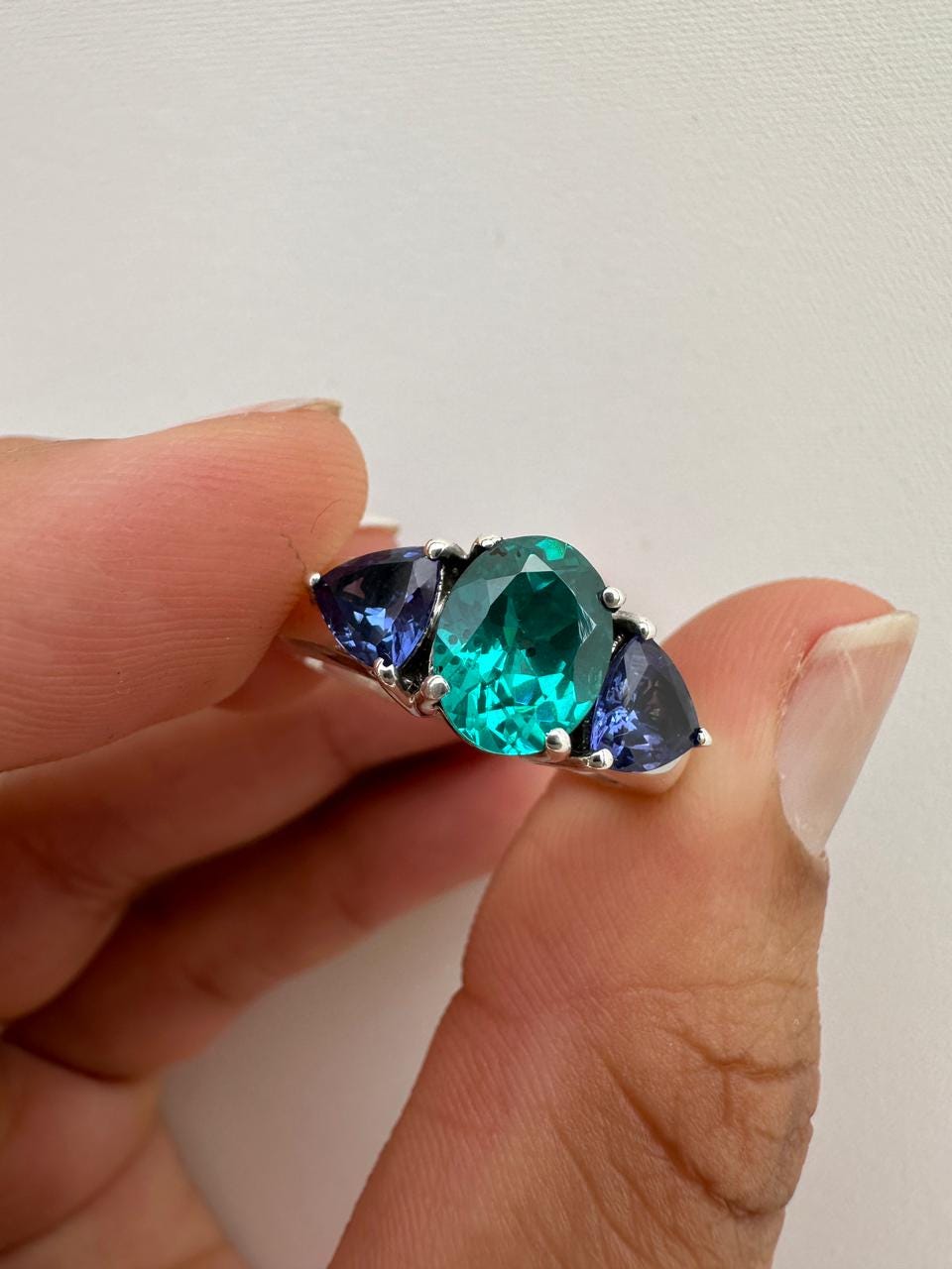 4 CT Paraiba Tanzanite Engagement Ring, Unique 14K Gold rare Blue Green Gemstone Ring