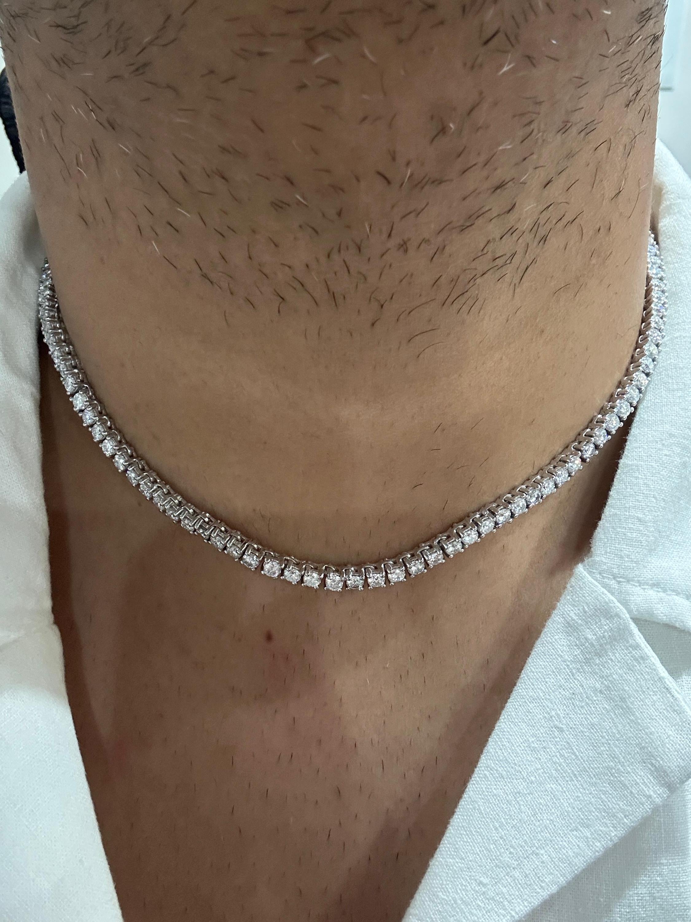 Unisex Moissanite Tennis Necklace, 19 CT, 925 Sterling Silver, Diamond Simulant Chain