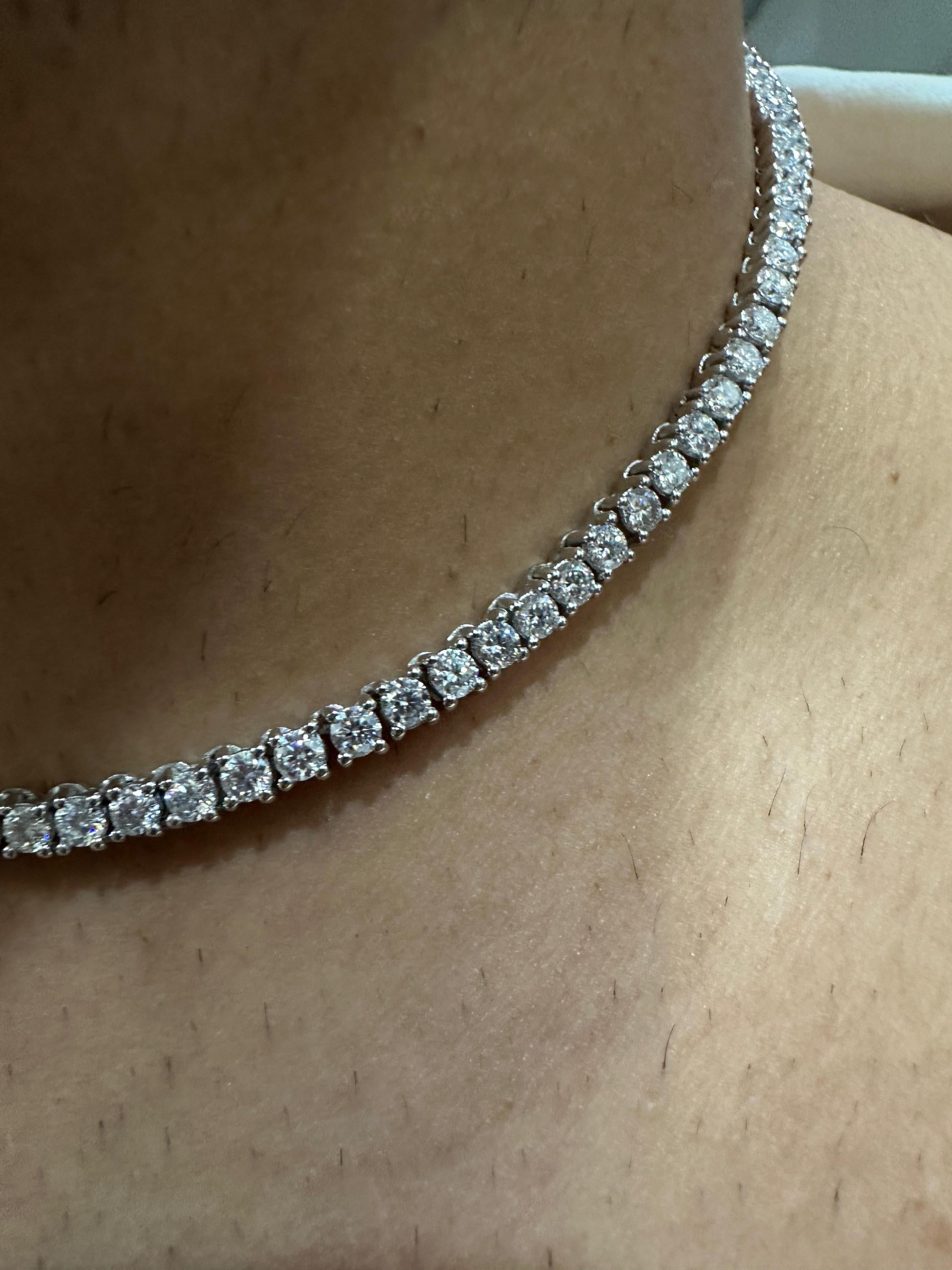 Unisex Moissanite Tennis Necklace, 19 CT, 925 Sterling Silver, Diamond Simulant Chain