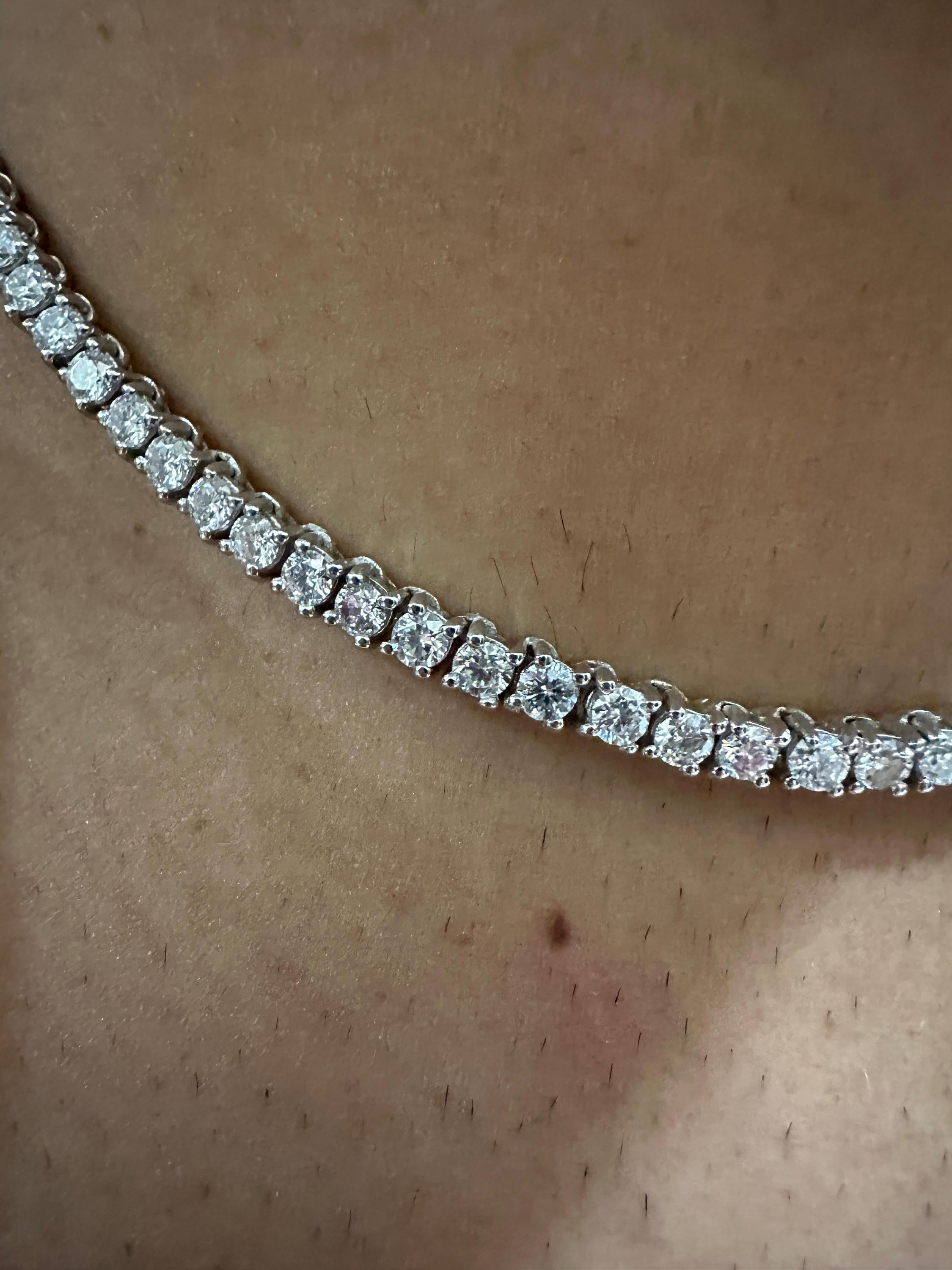 Unisex Moissanite Tennis Necklace, 19 CT, 925 Sterling Silver, Diamond Simulant Chain