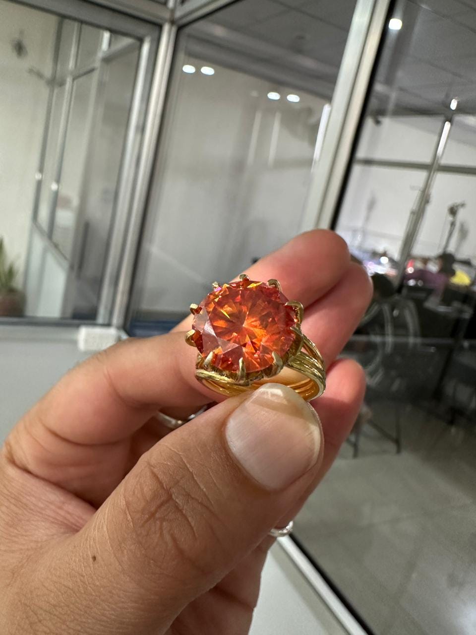 14k Gold Orange Moissanite Engagement Ring, 10 CT Statement Rings for gift