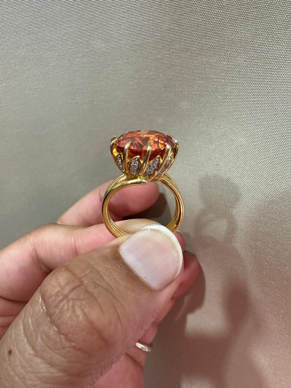 14k Gold Orange Moissanite Engagement Ring, 10 CT Statement Rings for gift