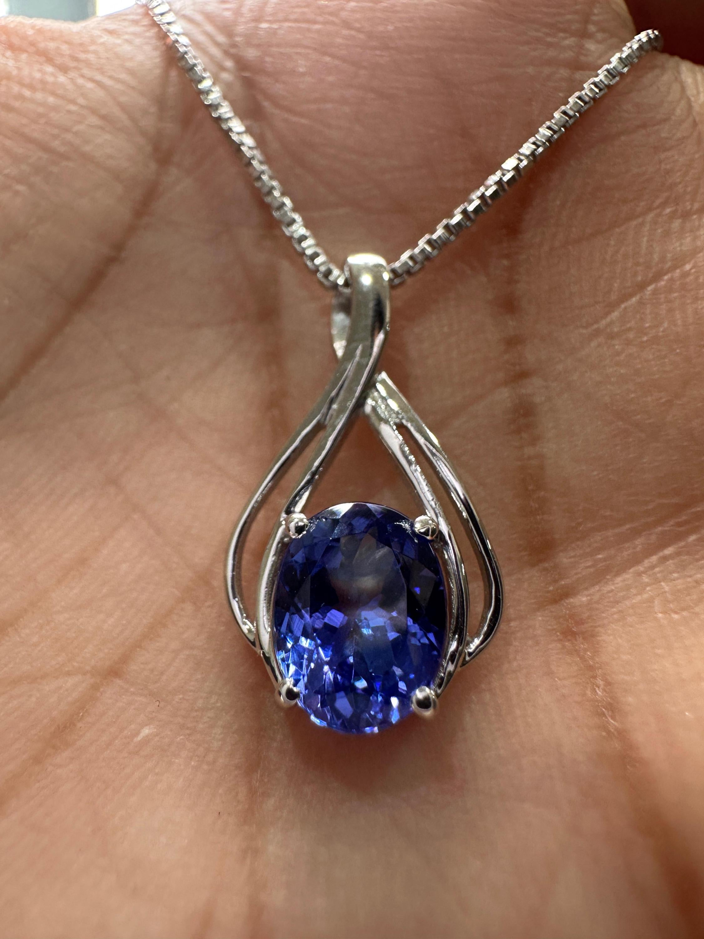 14K White Gold Tanzanite Infinity Pendant Necklace – December Birthstone Jewelry