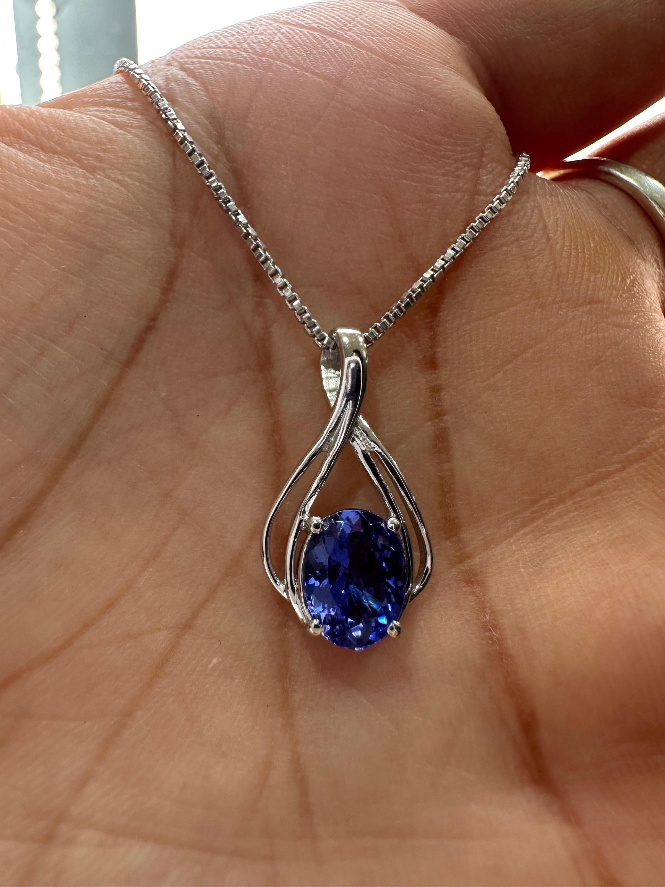 14K White Gold Tanzanite Infinity Pendant Necklace – December Birthstone Jewelry
