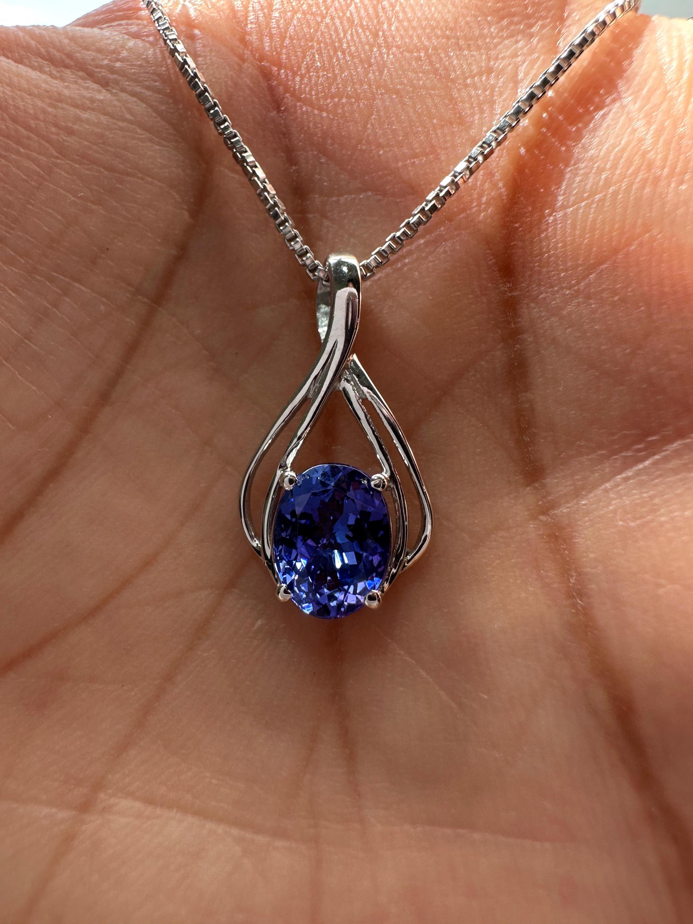 14K White Gold Tanzanite Infinity Pendant Necklace – December Birthstone Jewelry