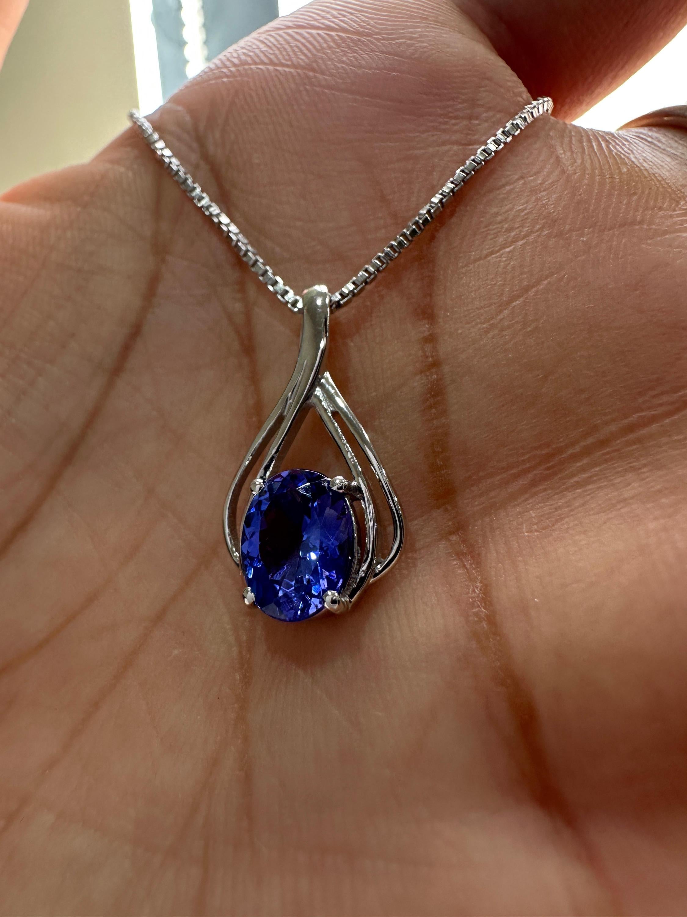 14K White Gold Tanzanite Infinity Pendant Necklace – December Birthstone Jewelry