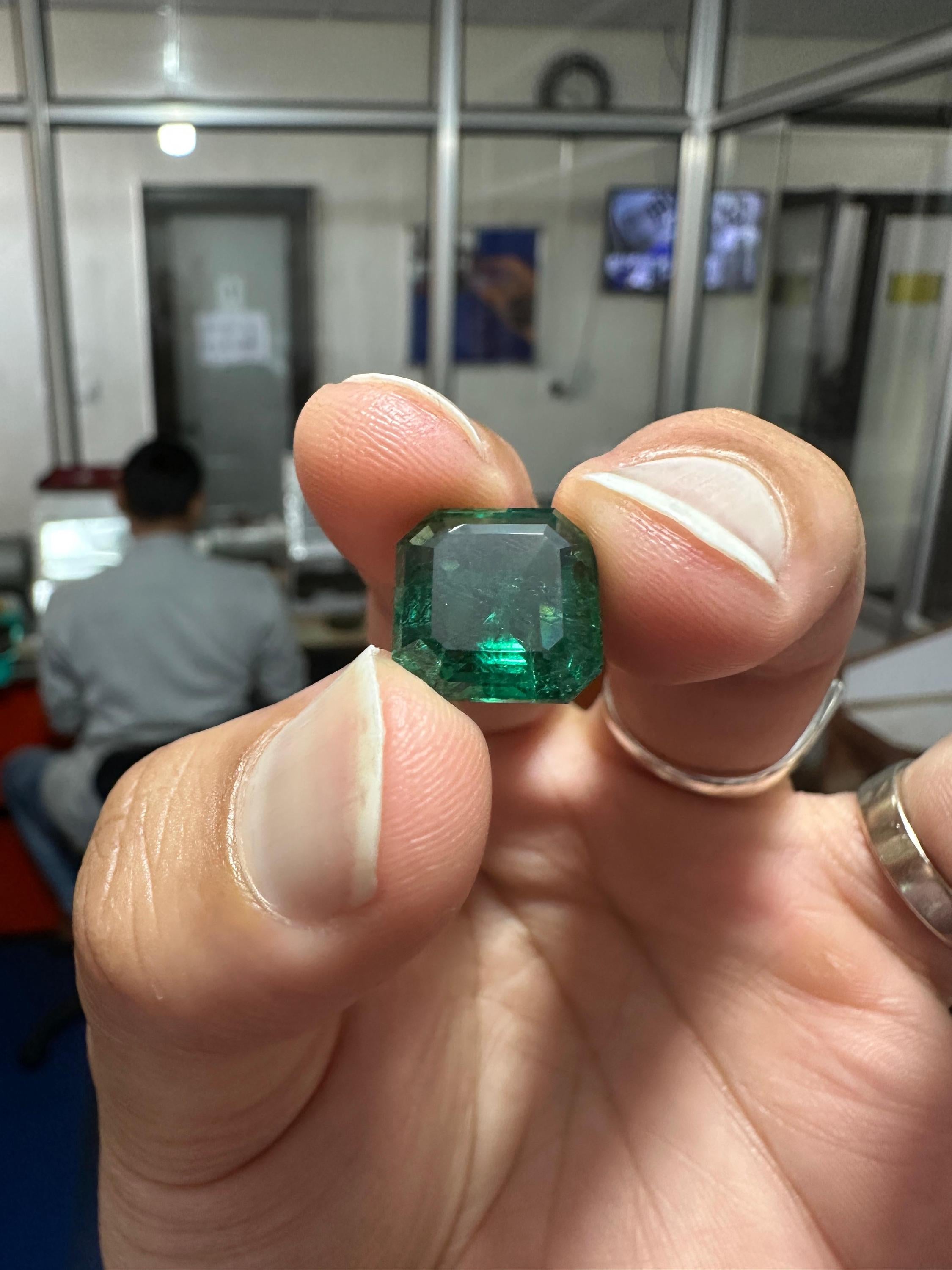 14K Gold Asscher Cut Lab Emerald Engagement Ring, 5 Ct Statement Ring, Anniversary Gift