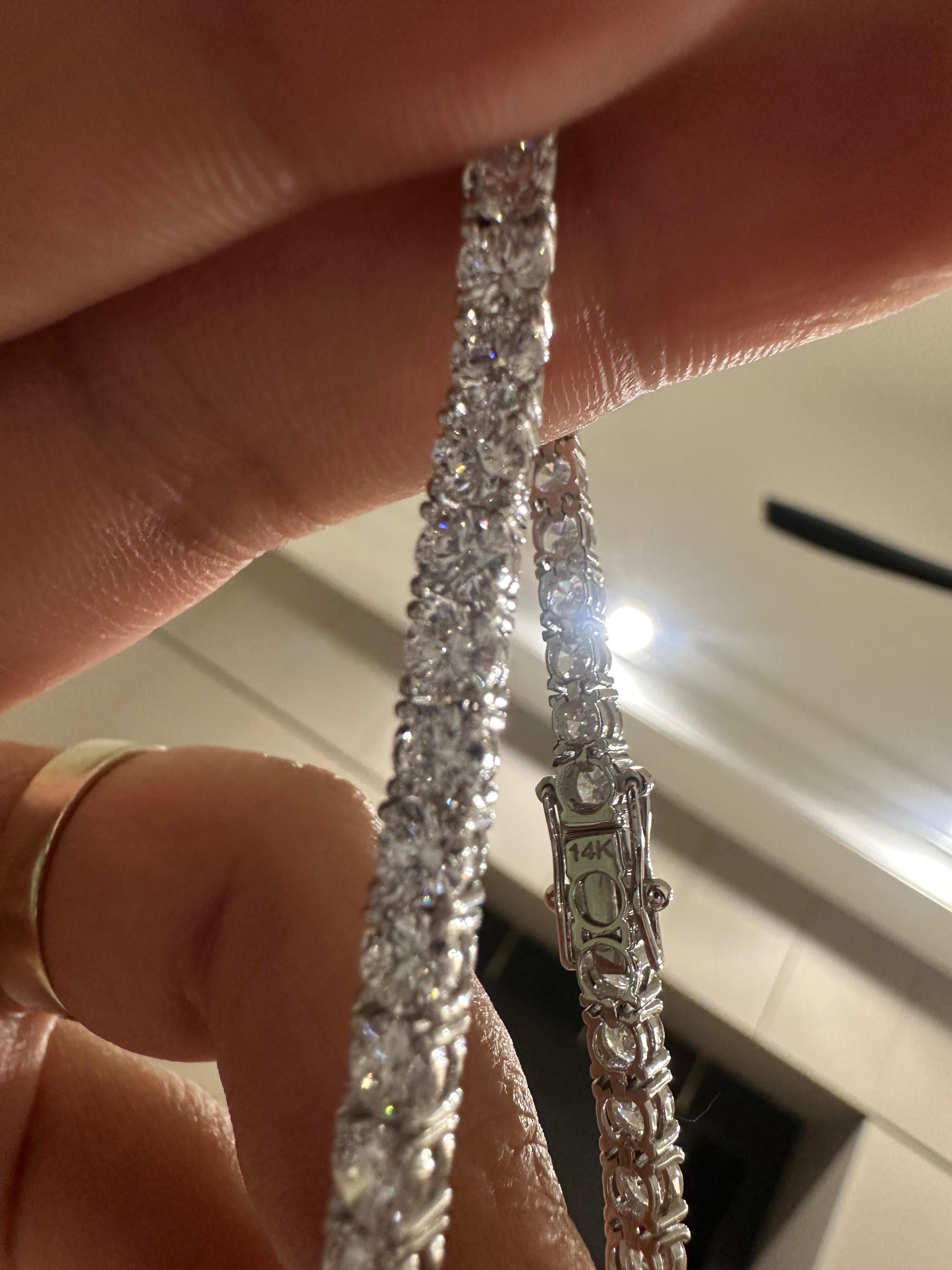 14K White Gold Tennis Bracelet, 10 CT Round Lab Diamonds, Classic Fine Jewelry