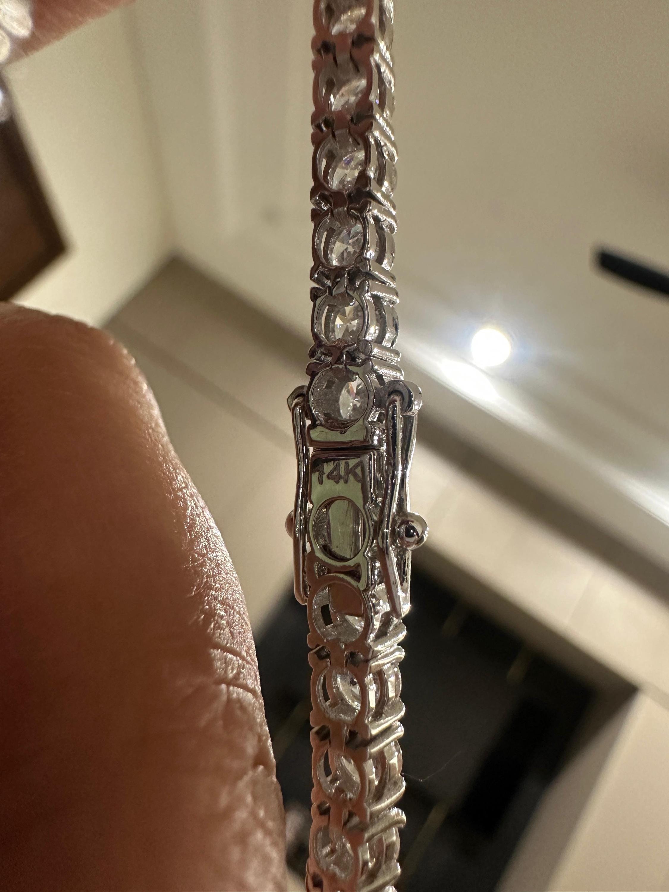 14K White Gold Tennis Bracelet, 10 CT Round Lab Diamonds, Classic Fine Jewelry