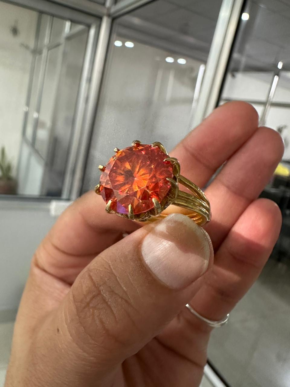 14k Gold Orange Moissanite Engagement Ring, 10 CT Statement Rings for gift
