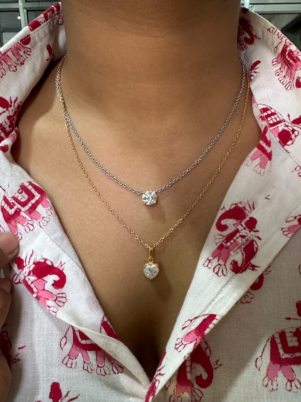 2 CT Heart Moissanite Pendant Necklace, 14K Gold Vermeil, Sterling Silver, Minimal Luxury Jewelry