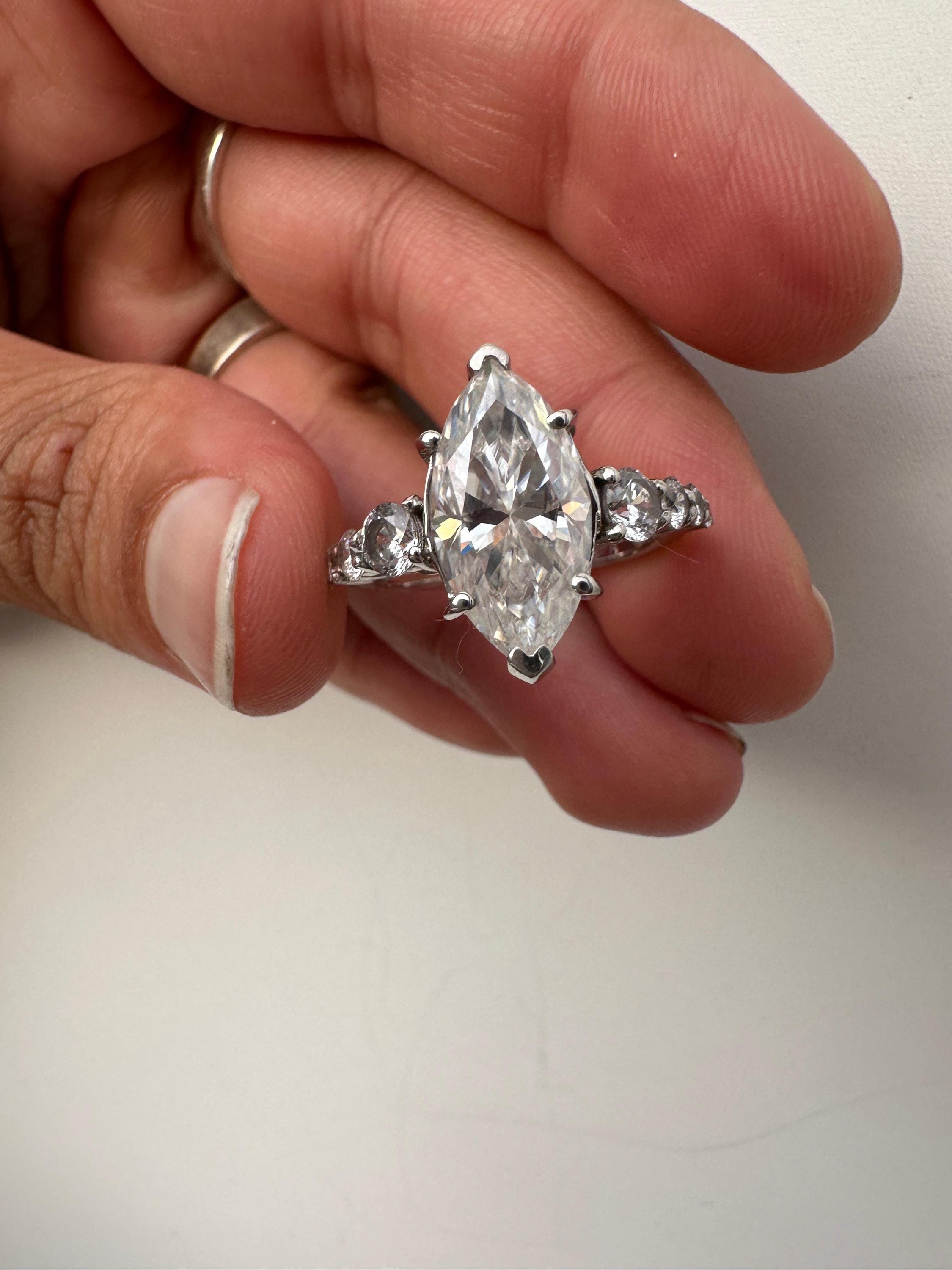 6 CT Marquise Moissanite Engagement Ring, 925 Sterling Silver Statement Ring, Elegant Gift Her
