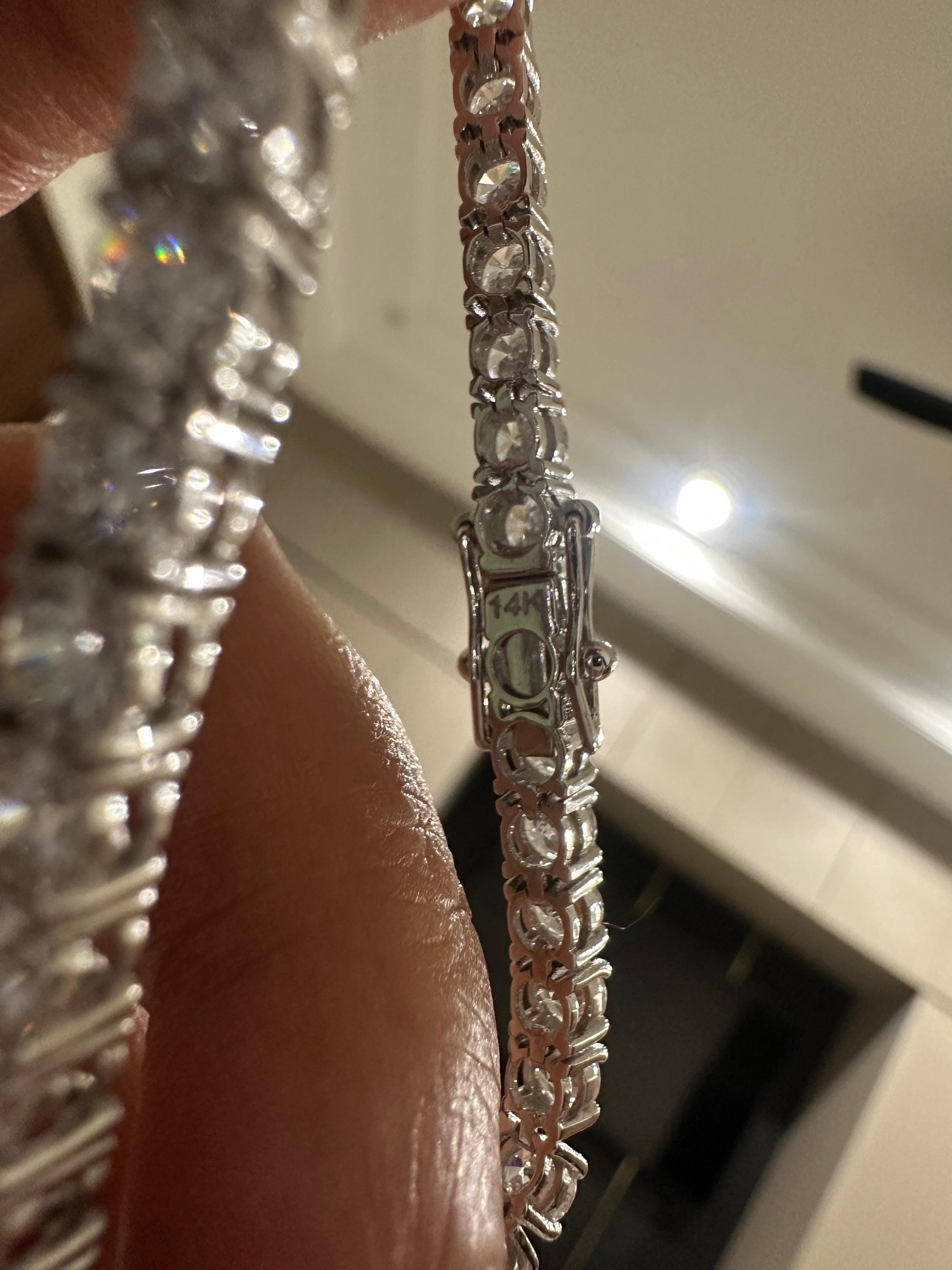 14K White Gold Tennis Bracelet, 10 CT Round Lab Diamonds, Classic Fine Jewelry