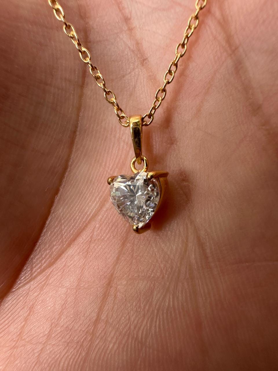 2 CT Heart Moissanite Pendant Necklace, 14K Gold Vermeil, Sterling Silver, Minimal Luxury Jewelry