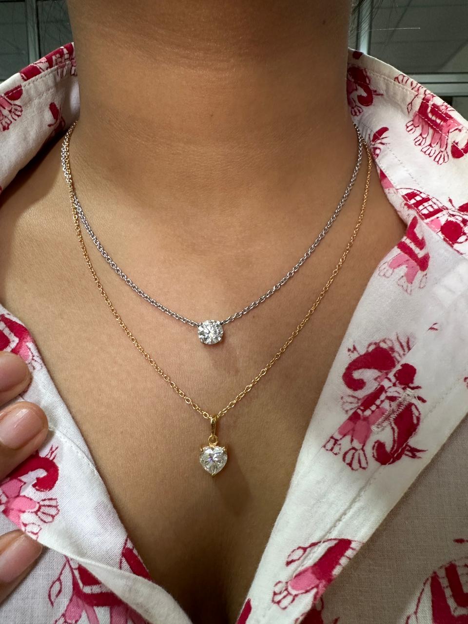 2 CT Heart Moissanite Pendant Necklace, 14K Gold Vermeil, Sterling Silver, Minimal Luxury Jewelry