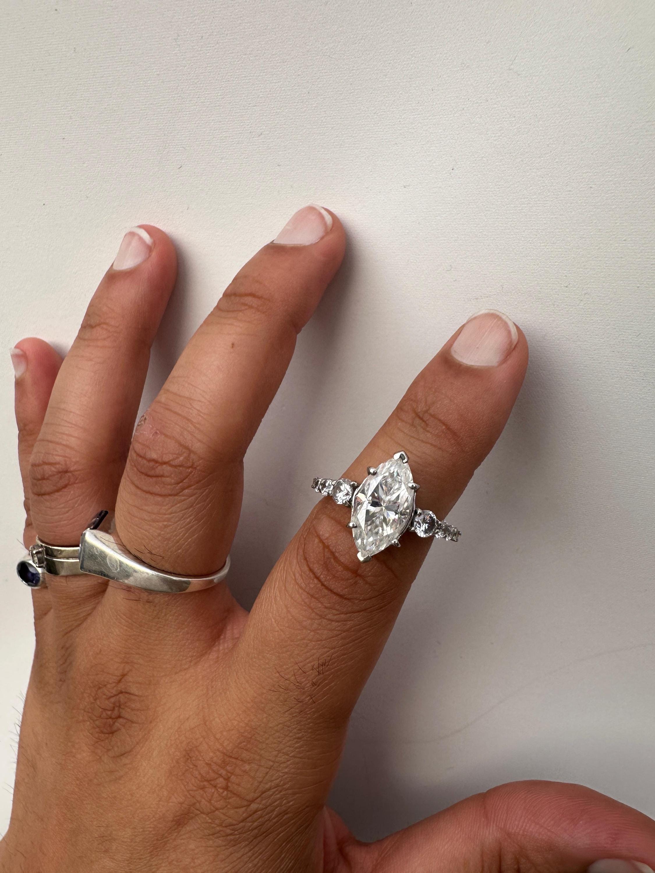 6 CT Marquise Moissanite Engagement Ring, 925 Sterling Silver Statement Ring, Elegant Gift Her