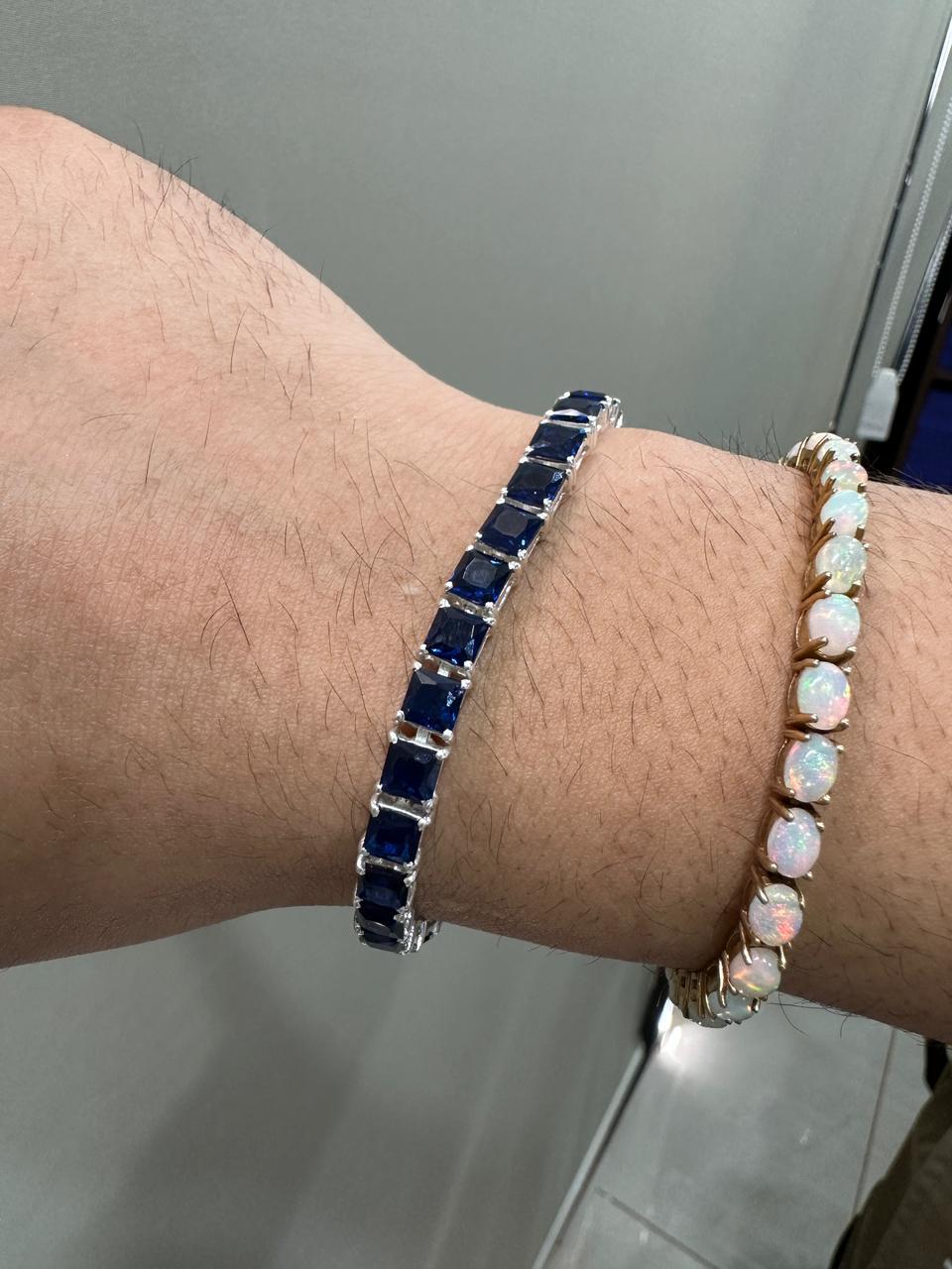 Royal Blue Sapphire Tennis Bracelet | 925 Sterling Silver, Luxury Gift for him