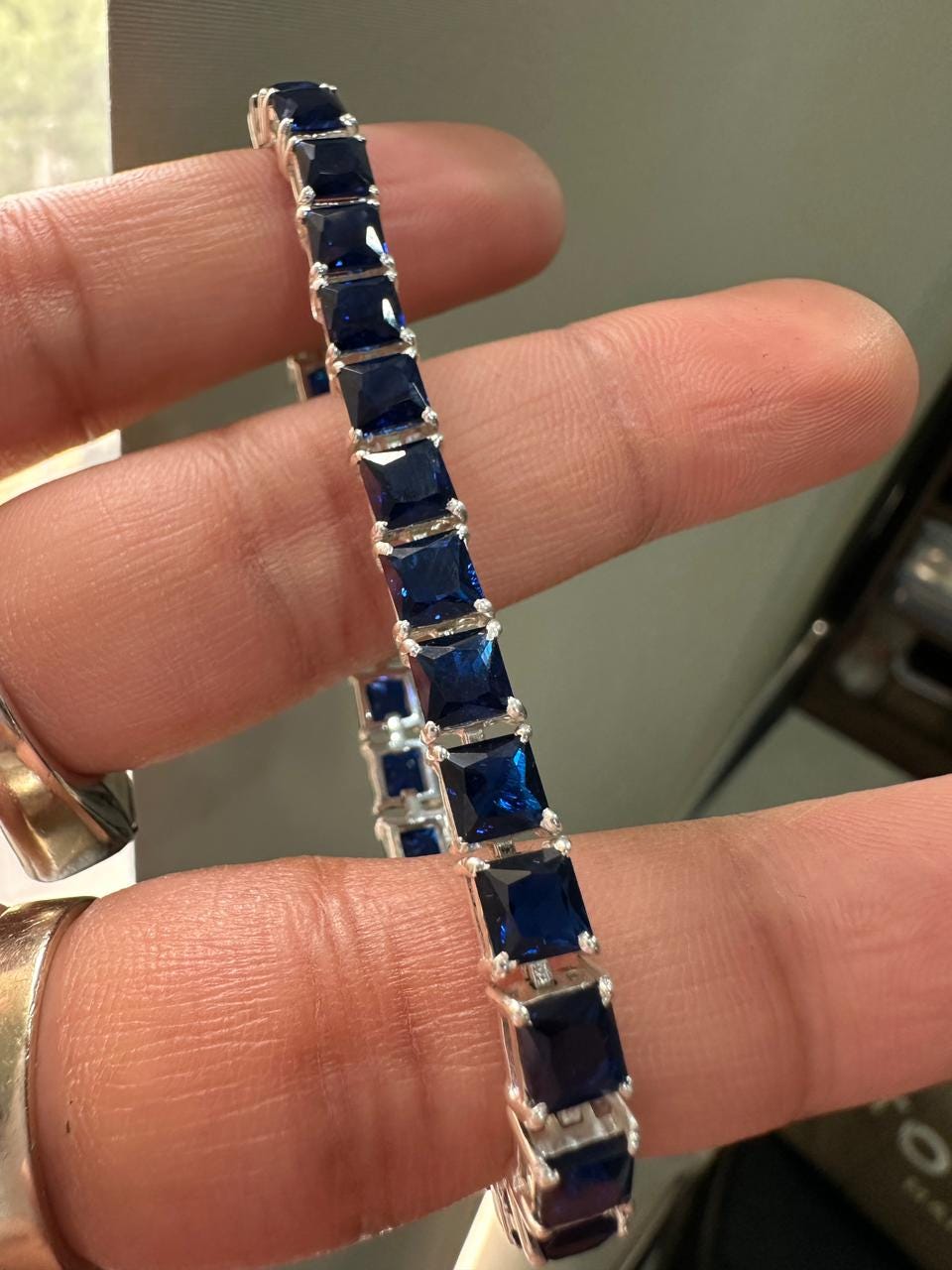 Royal Blue Sapphire Tennis Bracelet | 925 Sterling Silver, Luxury Gift for him