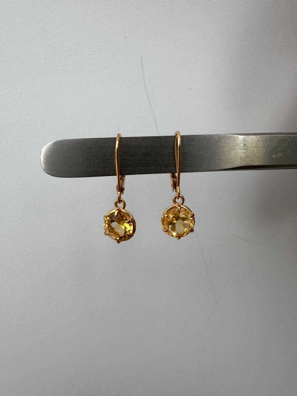 14K Gold Citrine Drop Earrings, 2 Ct Natural Gemstone, November Birthstone Gift