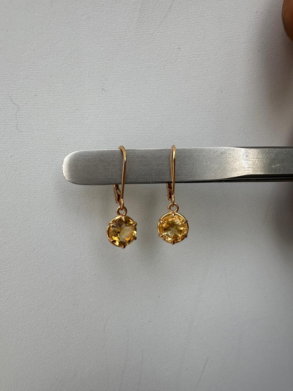 14K Gold Citrine Drop Earrings, 2 Ct Natural Gemstone, November Birthstone Gift