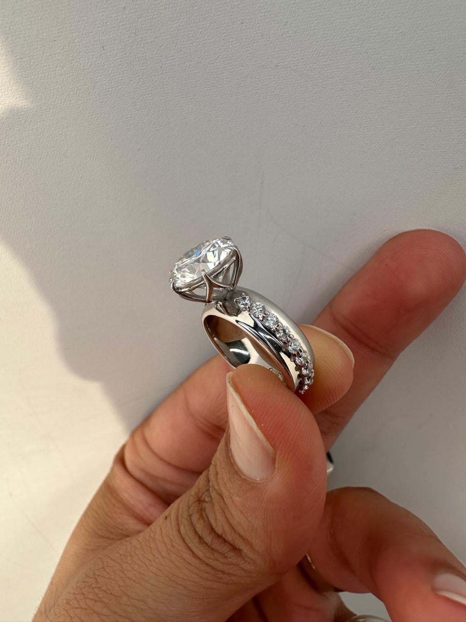 14K Gold Lotus Collet Moissanite Engagement Ring, 5 Ct Chunky Statement Ring, Luxury Bridal Ring