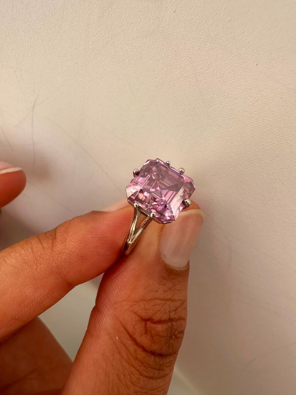 4 CT Asscher Cut Lavender Moissanite Solitaire Ring | 925 Sterling Silver, Statement Jewelry