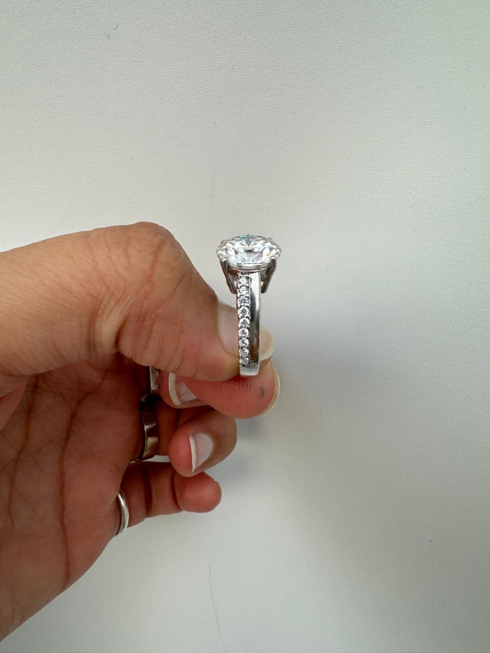 5 CT Round Moissanite Engagement Ring, 14K White Gold Solitaire, D Color VVS1 Clarity
