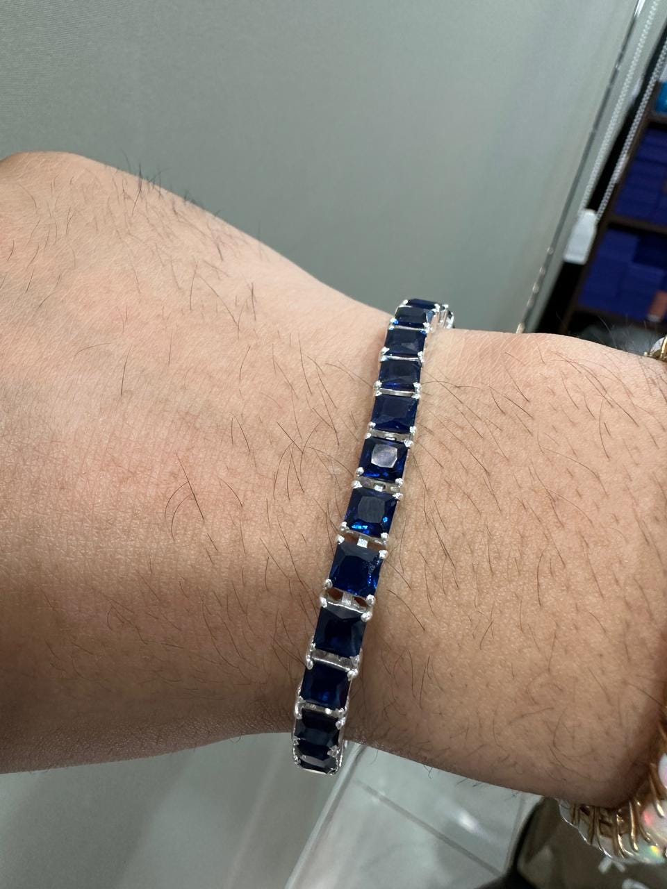 Royal Blue Sapphire Tennis Bracelet | 925 Sterling Silver, Luxury Gift for him