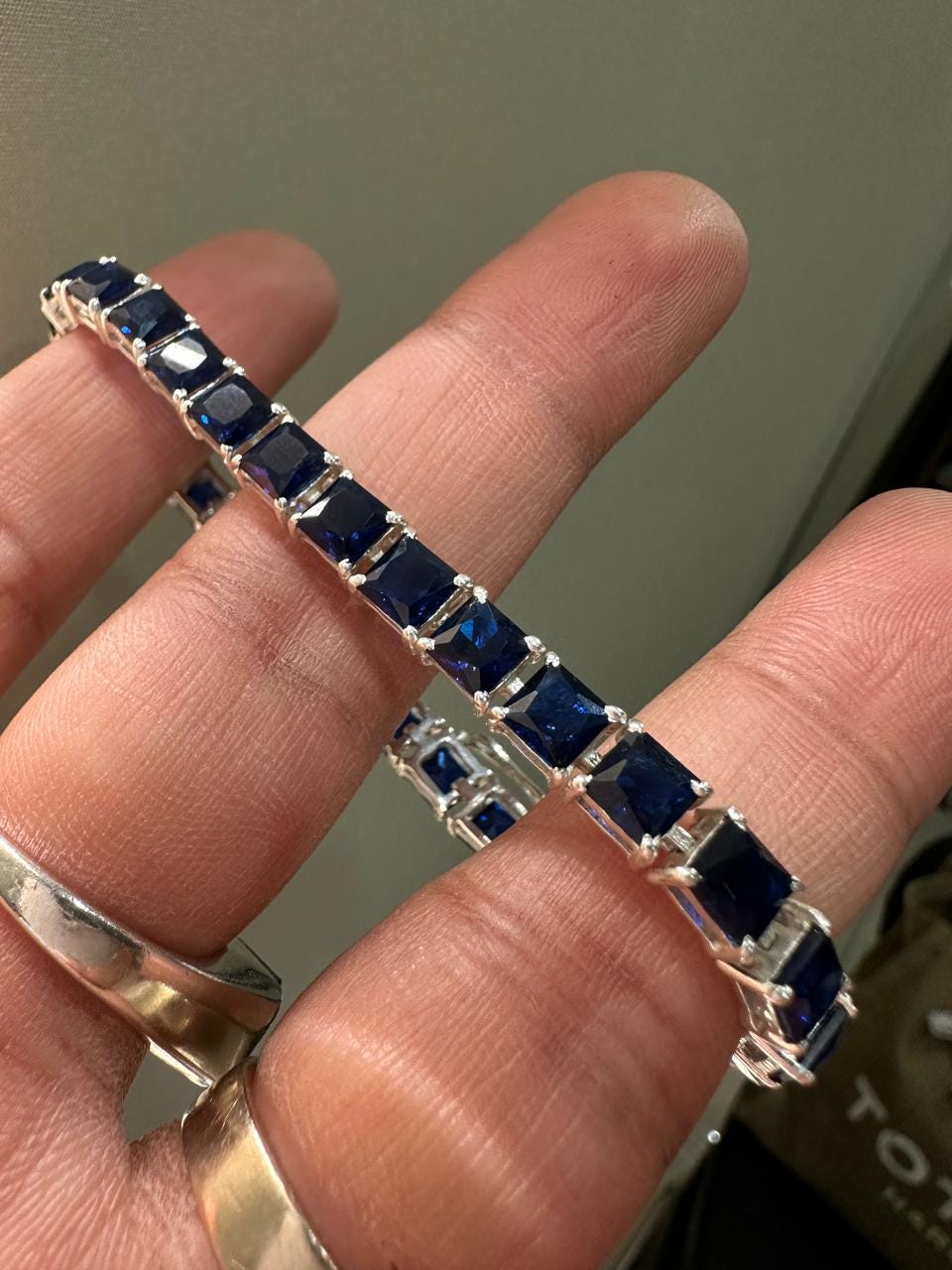 Royal Blue Sapphire Tennis Bracelet | 925 Sterling Silver, Luxury Gift for him