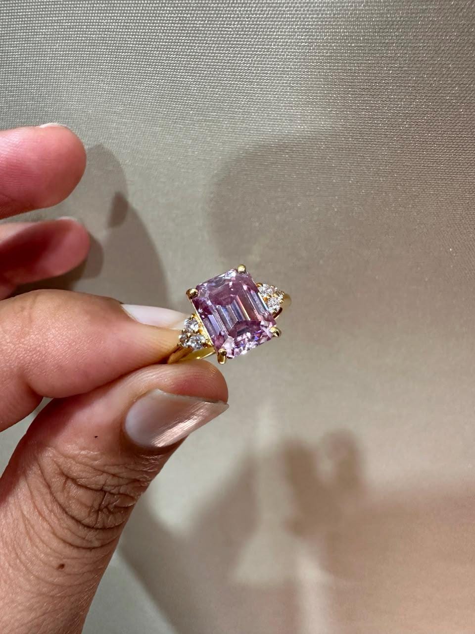 3 CT Pink Moissanite Engagement Ring 14K Gold, Luxury Proposal Ring, Gift for Her