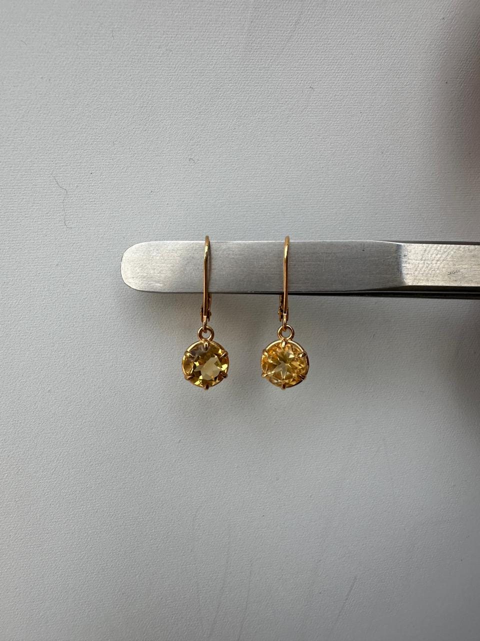 14K Gold Citrine Drop Earrings, 2 Ct Natural Gemstone, November Birthstone Gift
