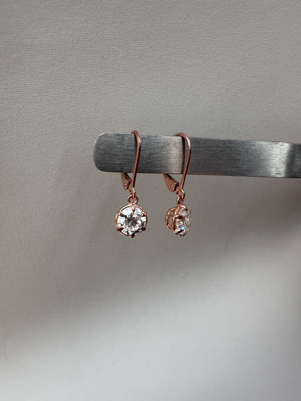 14k Rose Gold Moissanite Drop Earrings | Lever Back Dangle Jewelry for Gift