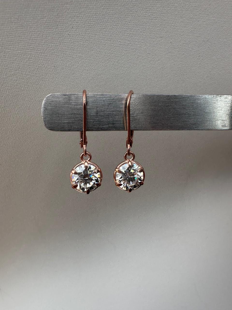 14k Rose Gold Moissanite Drop Earrings | Lever Back Dangle Jewelry for Gift