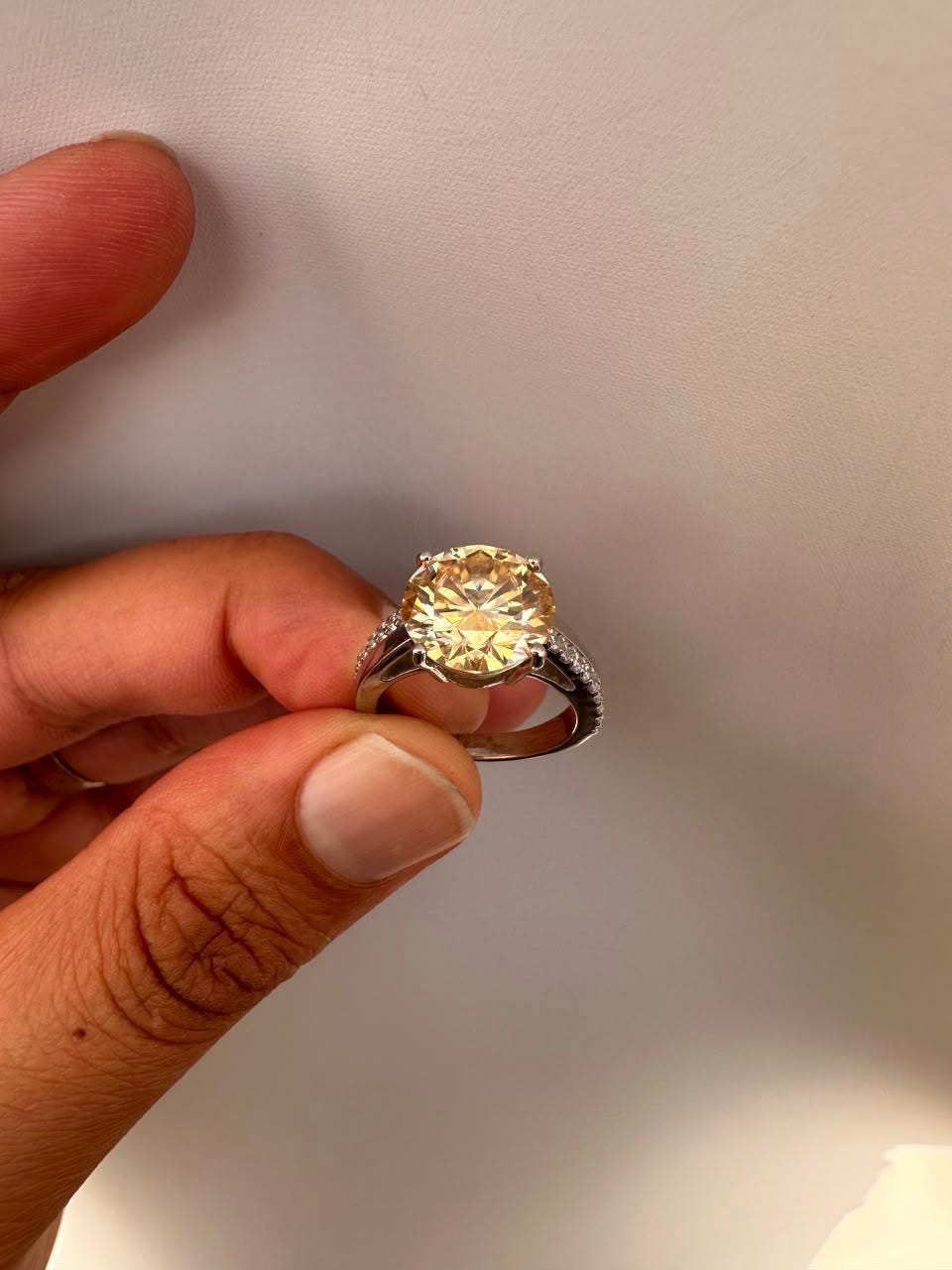 5 CT Yellow Moissanite Engagement Ring, 14K White Gold Luxury Gift for Her