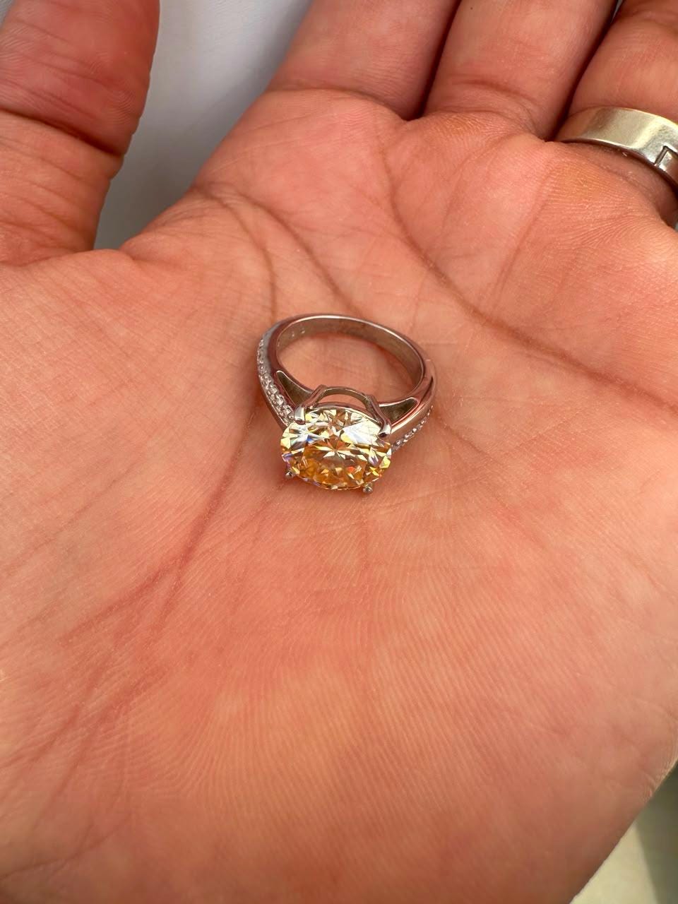 5 CT Yellow Moissanite Engagement Ring, 14K White Gold Luxury Gift for Her