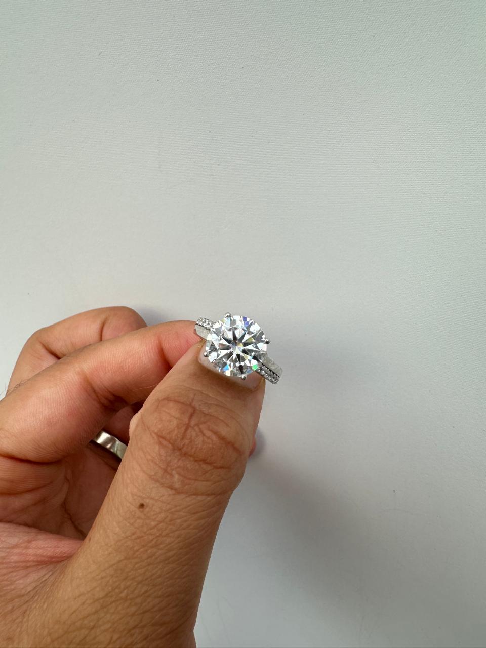 5 CT Round Moissanite Engagement Ring, 14K White Gold Solitaire, D Color VVS1 Clarity