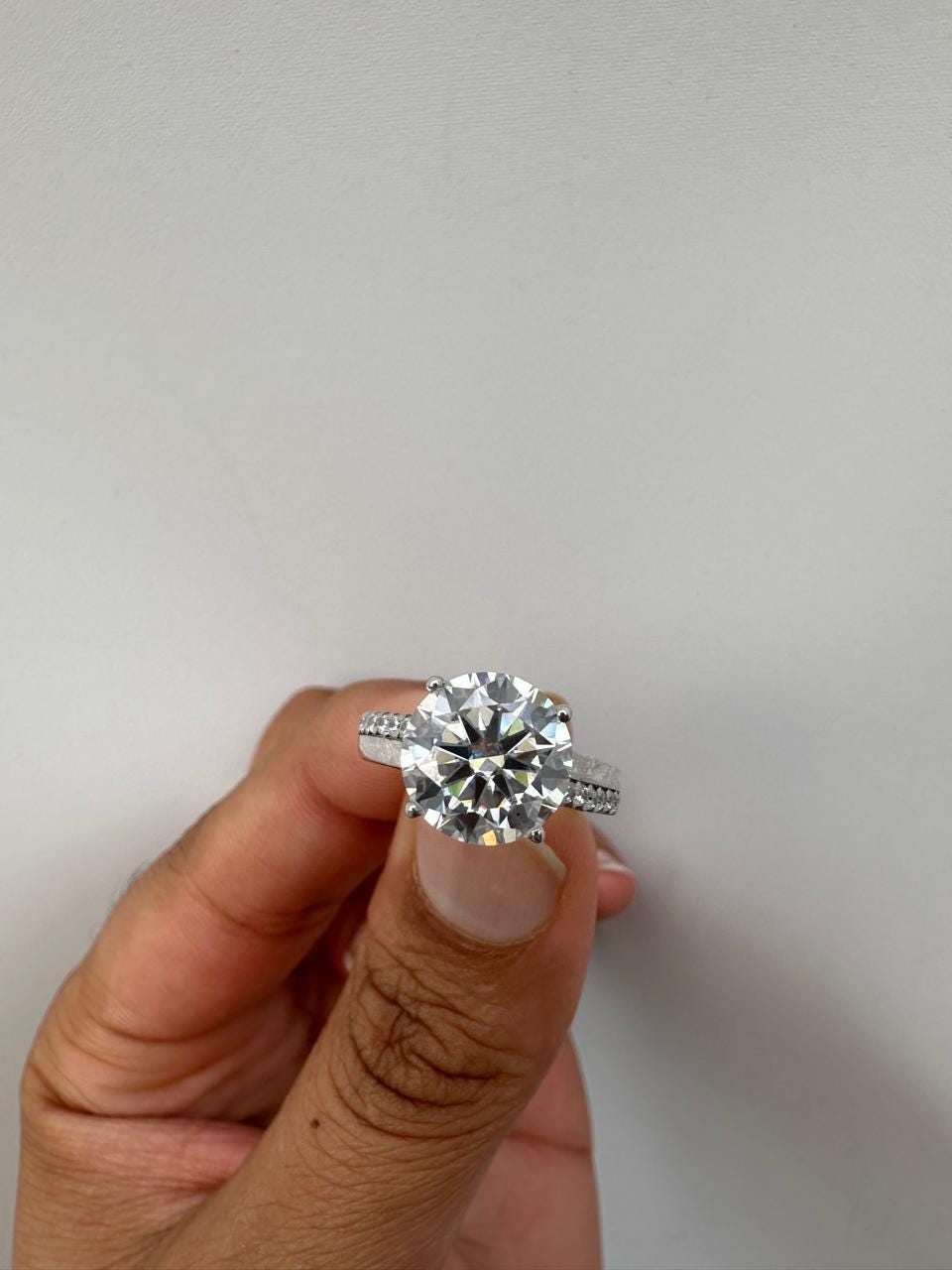 5 CT Round Moissanite Engagement Ring, 14K White Gold Solitaire, D Color VVS1 Clarity