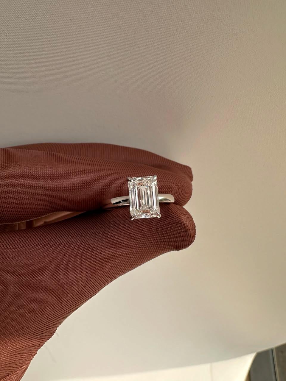 3 Ct Emerald Cut Lab Diamond Solitaire Engagement Ring, IGI Certified Bridal Wedding Ring