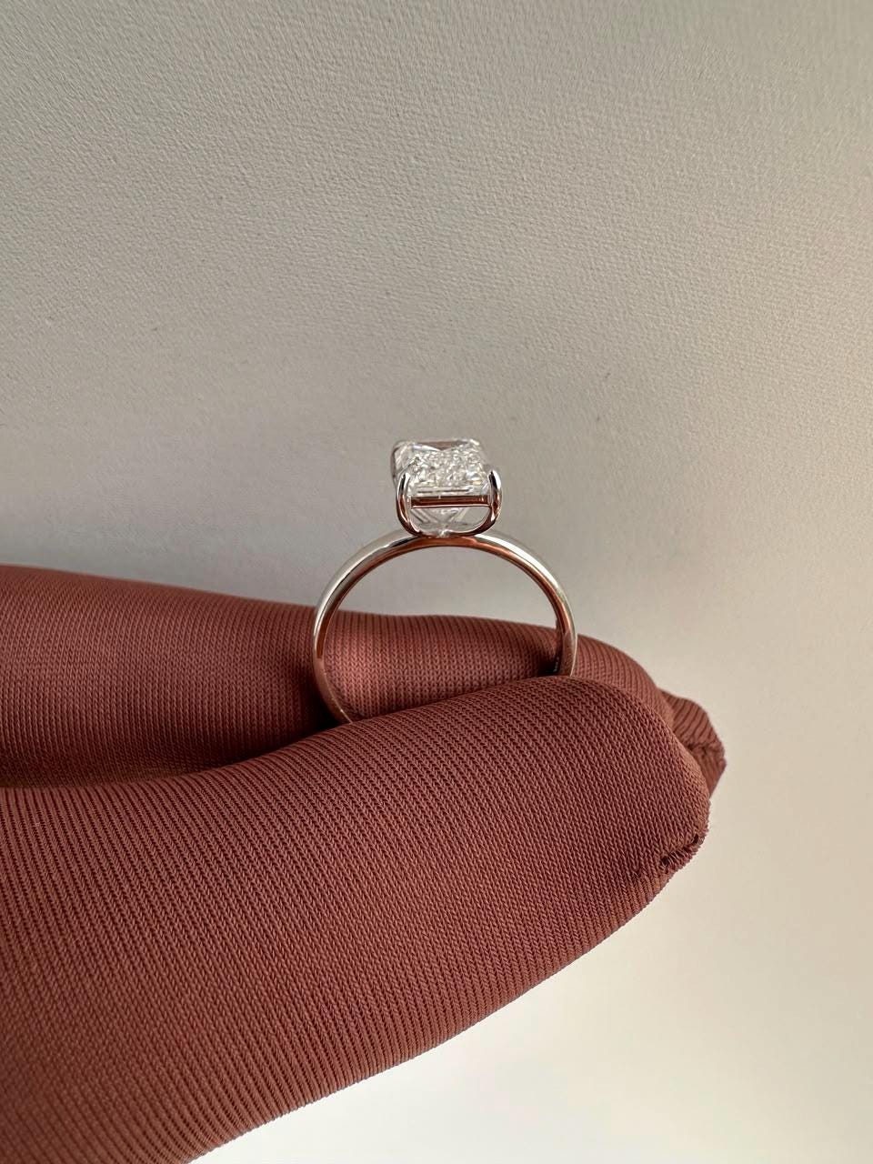 3 Ct Emerald Cut Lab Diamond Solitaire Engagement Ring, IGI Certified Bridal Wedding Ring